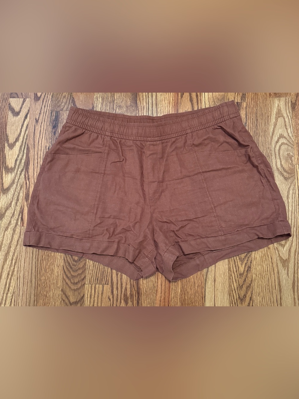 Old Navy Terracotta Brown Rust Linen Blend Pull On Shorts Size L